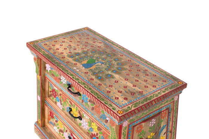 GINER Y COLOMER Commode à 3 tiroirs en bois de manguier multicolore